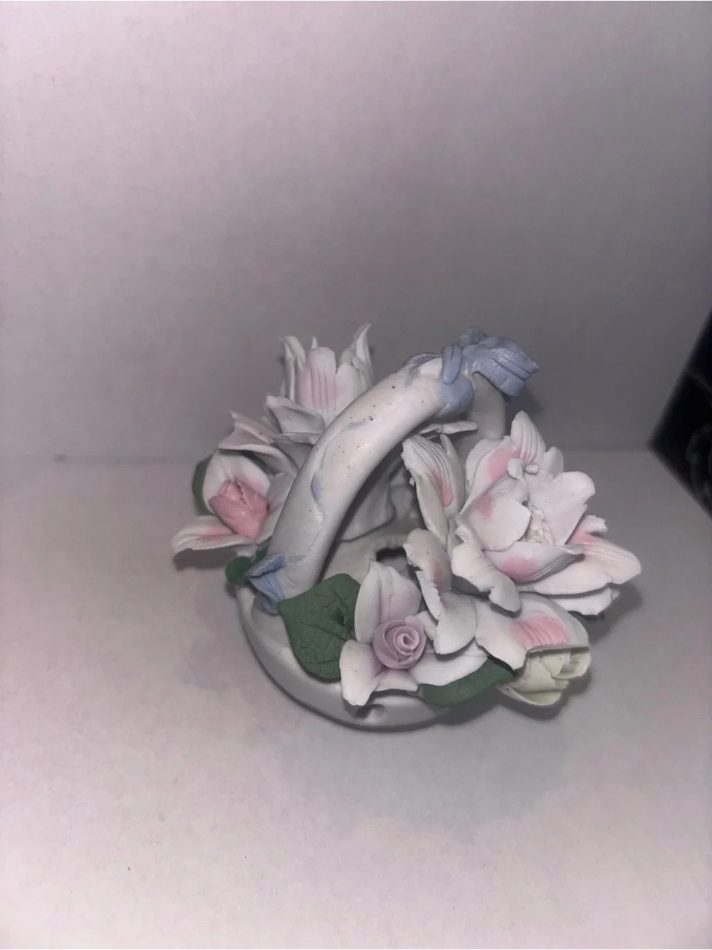 Porcelain Pink and White Floral Candle Holder